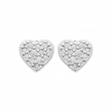 Puce d'oreilles Argent femme coeur oxydes de zirconium Influences