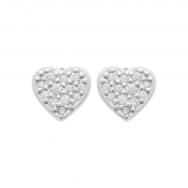 Puce d'oreilles Argent femme coeur oxydes de zirconium Influences