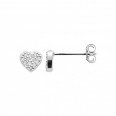 Puce d'oreilles Argent femme coeur oxydes de zirconium Influences