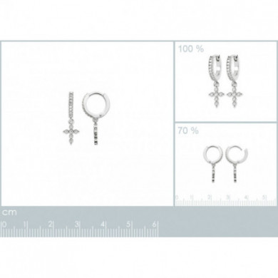 Mini créoles argent femme croix oxydes de zirconium Influences