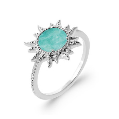 Bague femme argent pierre naturelle amazonite bleu turquoise Influences