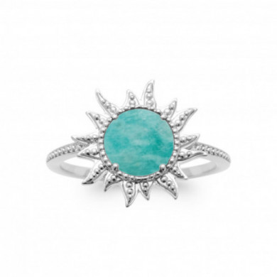 Bague femme argent pierre naturelle amazonite bleu turquoise Influences