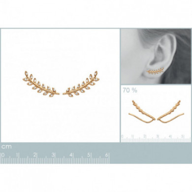 Boucles contour d'oreilles or femme laurier Influences