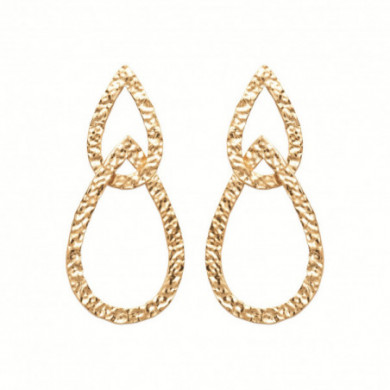 Boucles d'oreilles or femme en forme de goûte martelées Influences