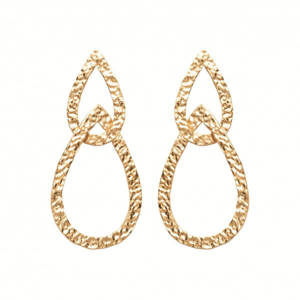 Boucles d'oreilles or femme en forme de goûte martelées Influences