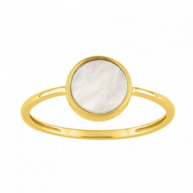 Bague femme Or jaune 18 carats nacre ronde