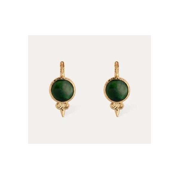 Boucles d’oreilles or femme pierre fine verte GAS Bijoux Serti