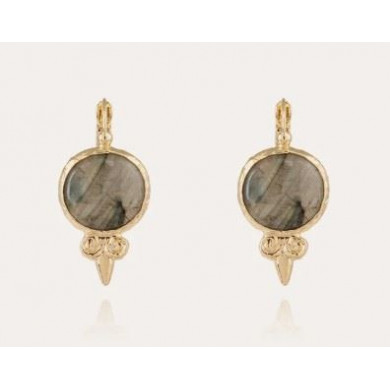 Boucles d’oreilles or femme labradorite GAS Bijoux Serti