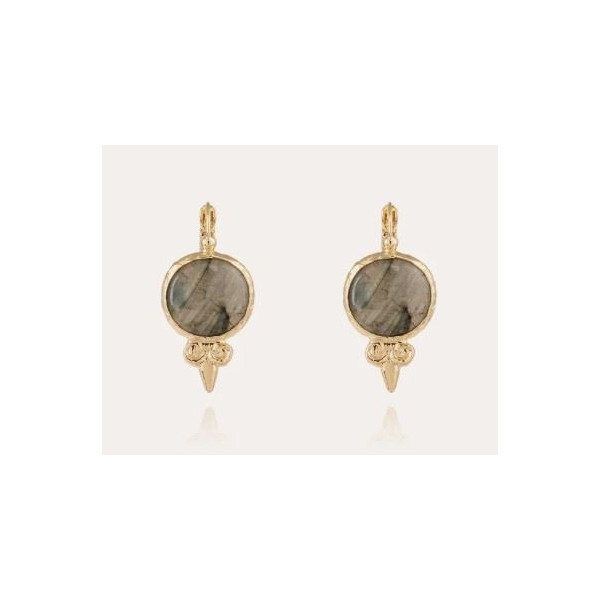 Boucles d’oreilles or femme labradorite GAS Bijoux Serti