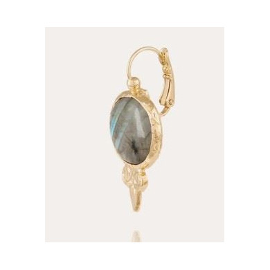 Boucles d’oreilles or femme labradorite GAS Bijoux Serti