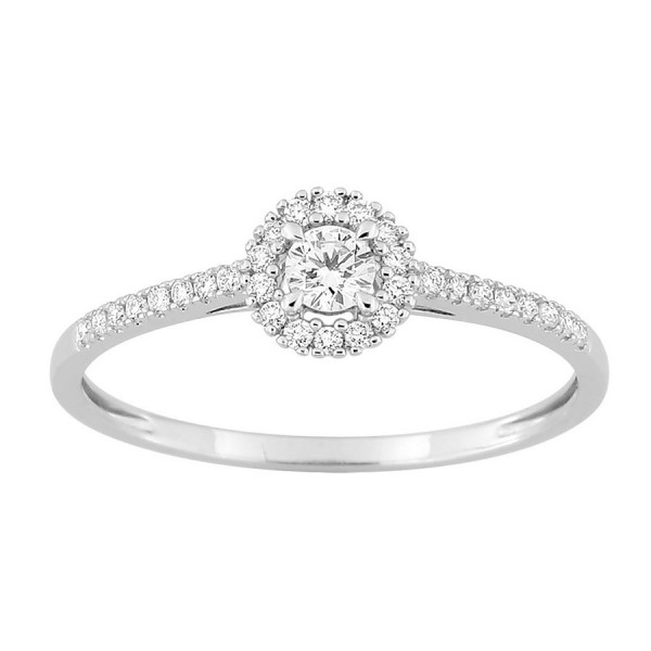 Bague femme Or blanc entourage accompagné diamants 9 carat