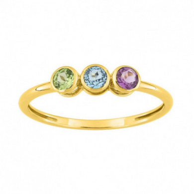 Bague femme or 18 carats pierres multicolores