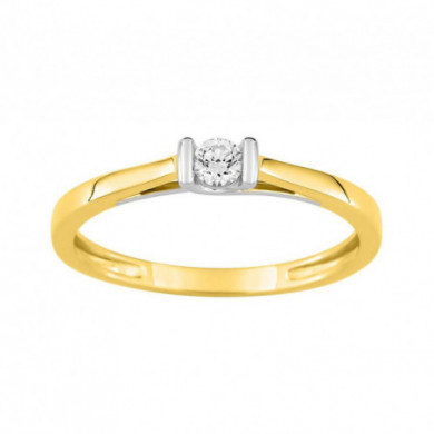 Bague femme Or jaune 9 carat diamant or blanc