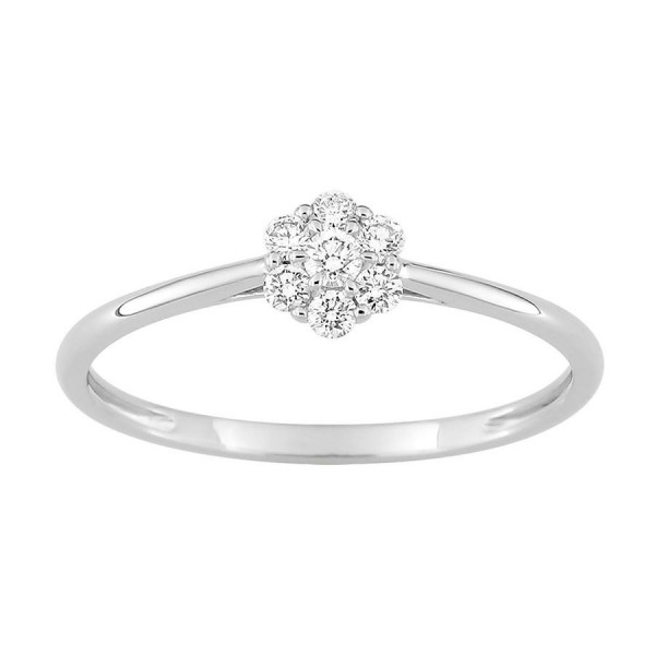 Bague femme Or blanc fleur diamants 9 carat