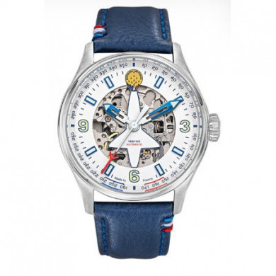 Montre homme cadran noir cuir bleu Patrouille De France