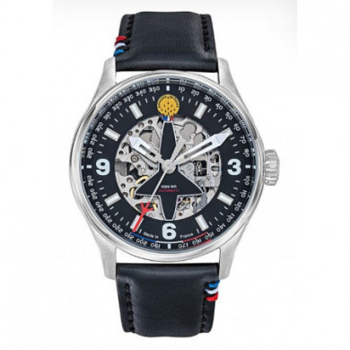 Montre homme cadran noir cuir noir Patrouille De France