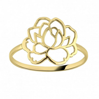 Bague femme Or jaune 18 carats fleur Pivoine