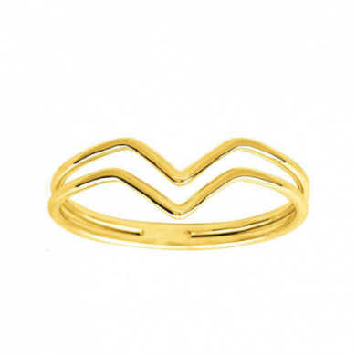 Bague femme Or jaune 18 carats deux fils "V"