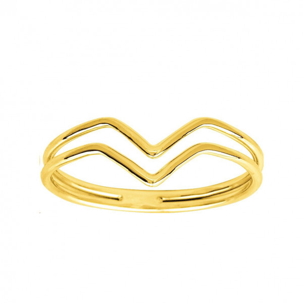 Bague femme Or jaune 18 carats deux fils "V"