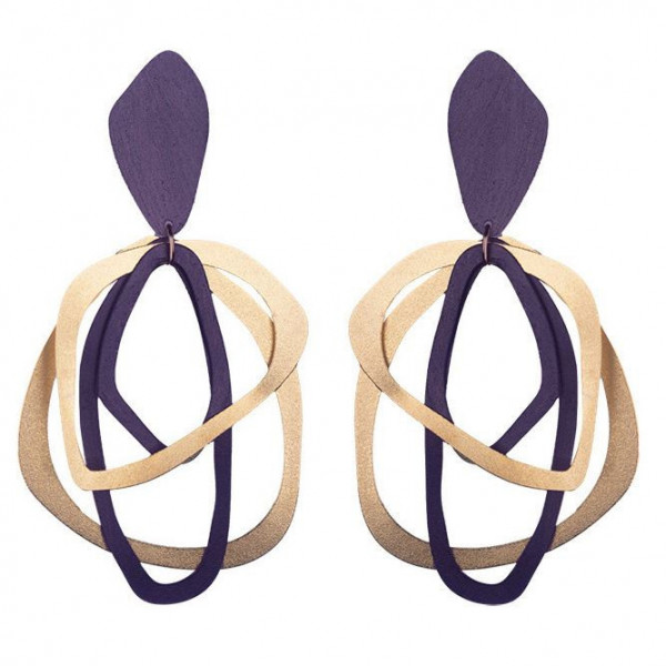 Boucles d'oreilles femmes bronze violet et or Influences.