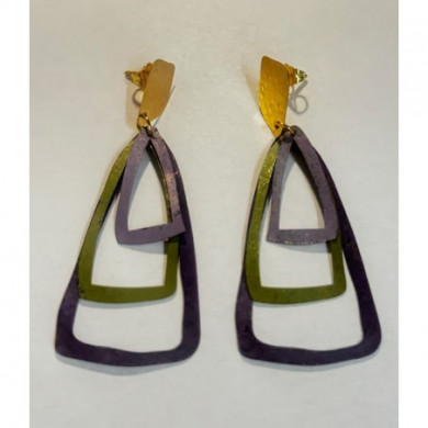 Boucles d'oreilles femmes bronze violet et vert Influences.