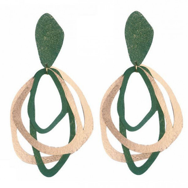 Boucles d'oreilles femmes bronze vert et or Influences.