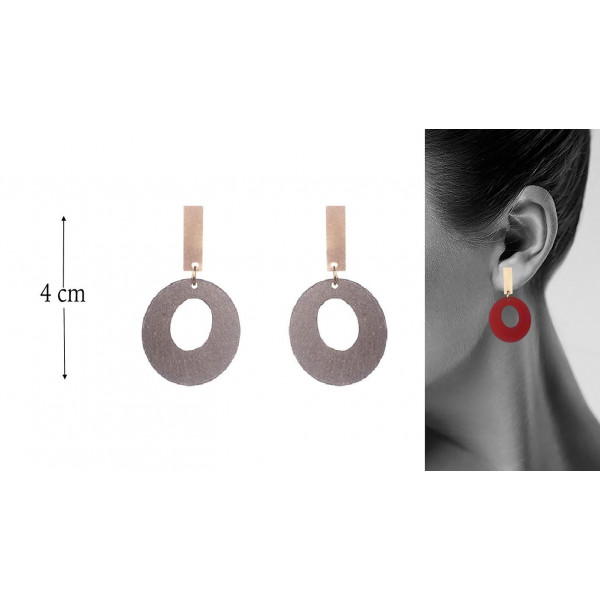 Boucles d'oreilles femmes ronde en bronze gris et or Influences.