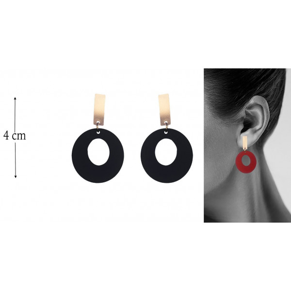 Boucles d'oreilles femmes ronde en bronze noir et or Influences.