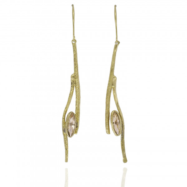 Boucles d'oreilles femmes bronze cristal rose clair KALLIOPE.